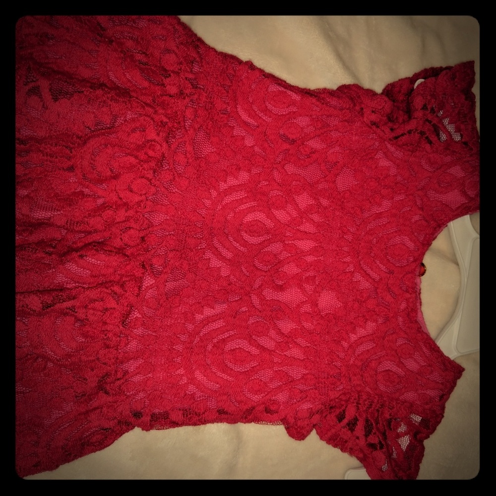 Pink lace peplum top